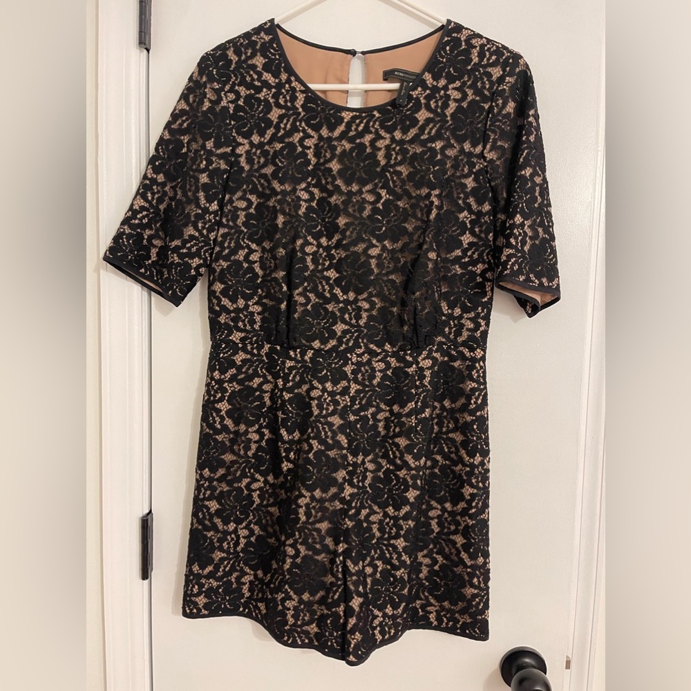 BCBCMaxAzria Black Lace Romper never worn